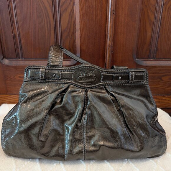 Coach Patent Leather Garnet Turnlock Satchel in Pewter (Style No. 13926) - Picture 4 of 16